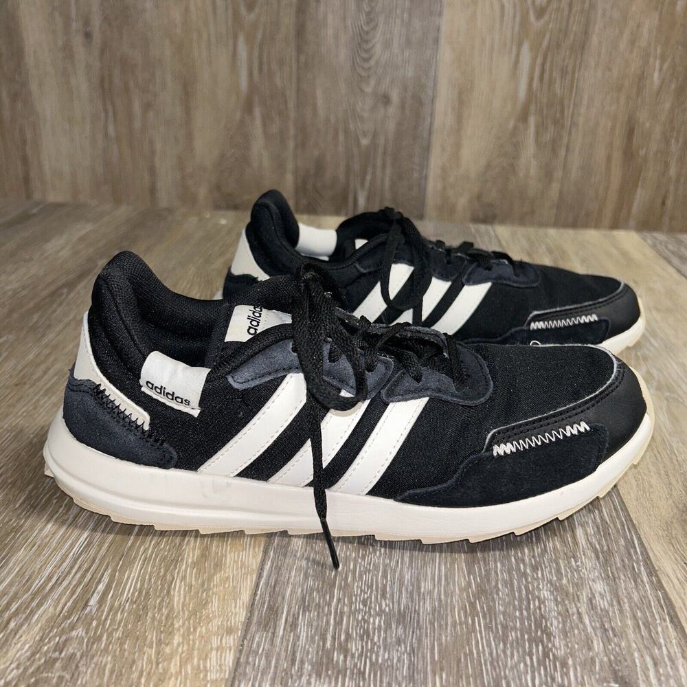 Adidas Womens US Size 7 Retrorun EH1859 Black White Running Sneaker Shoes